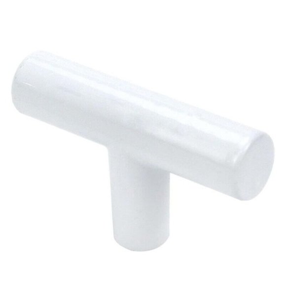 Simple Kitchen Cabinet Pulls White Cupboard Round T Bar Handle Drawer 2" New - Picture 4 of 16